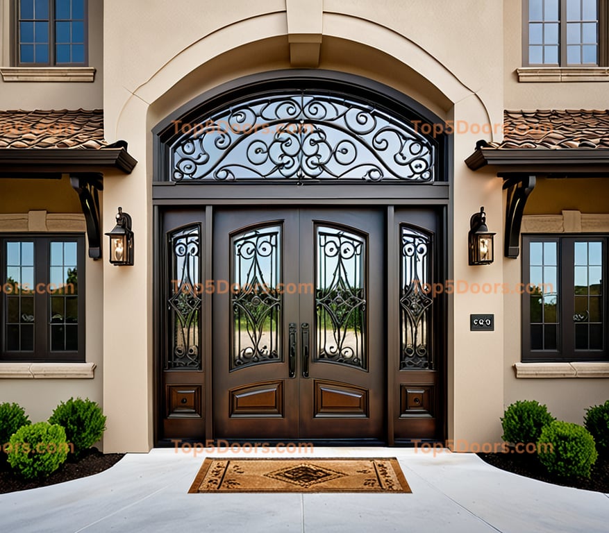 Kentucky wrought iron arched double craftsman Door