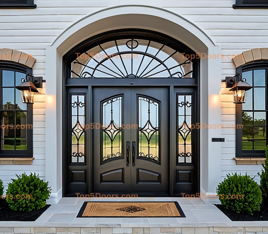 Kentucky wrought iron glass paneled scandinavian Door