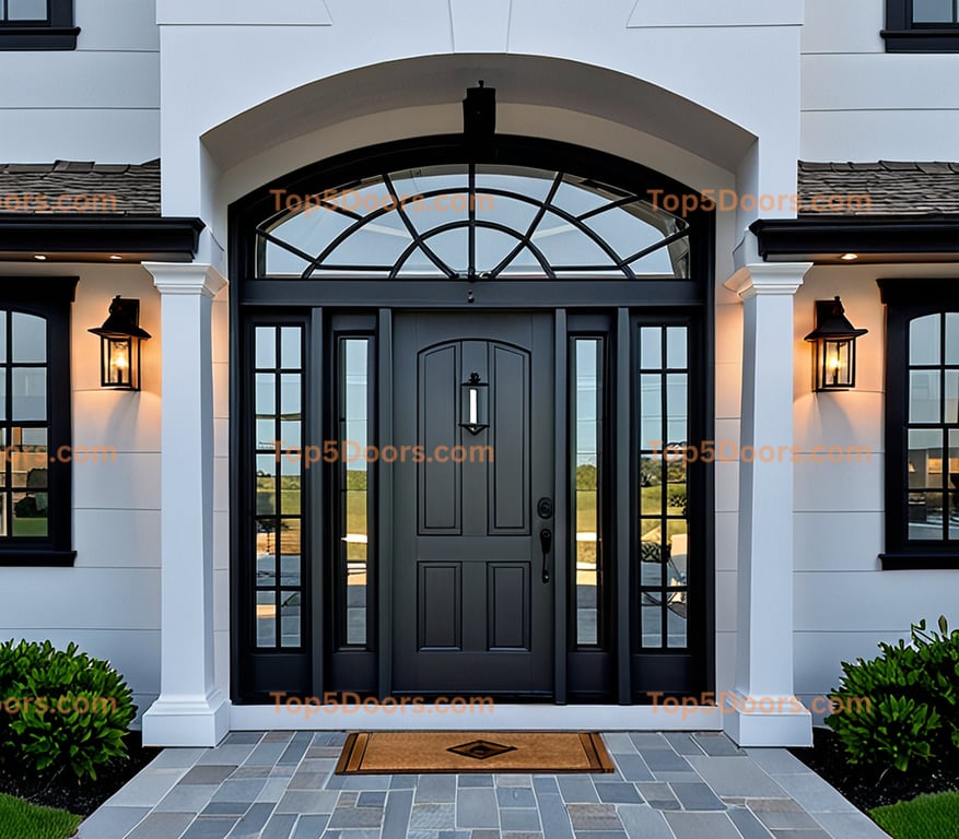 Kentucky wrought iron glass paneled coastal Door