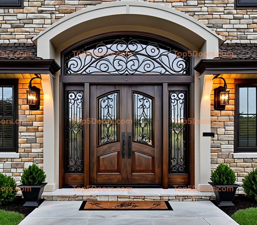 Kentucky wrought iron solid panel contemporary Door
