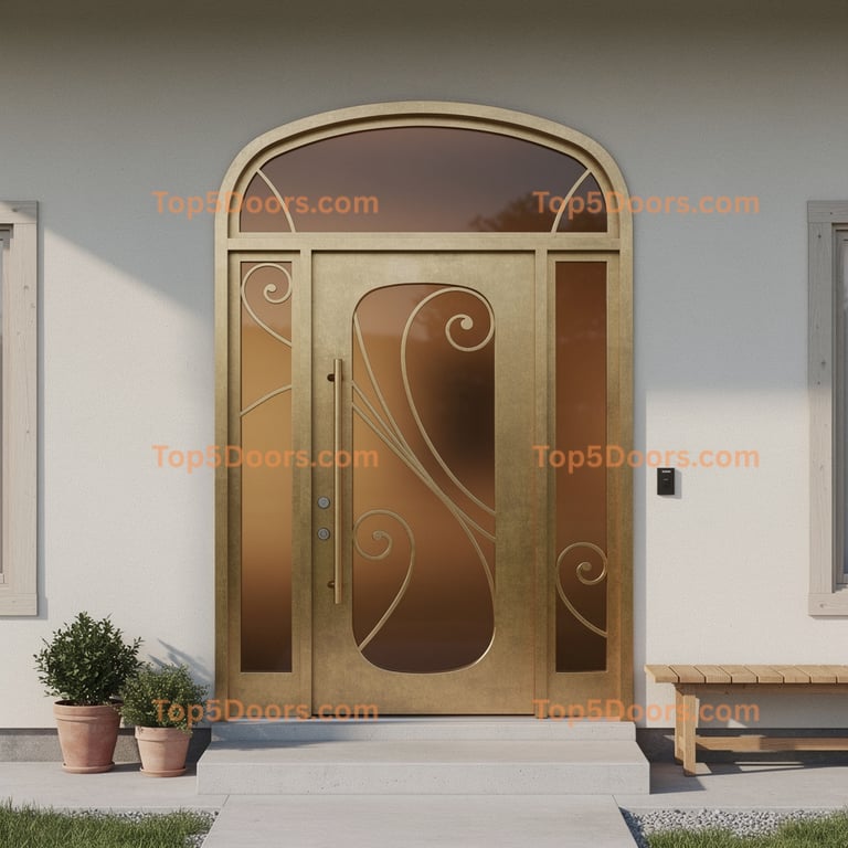 Kentucky wrought iron steel frame korean modern Door