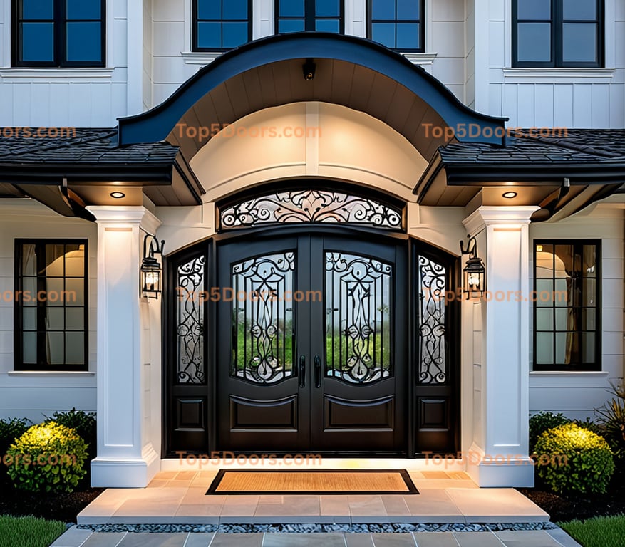 Louisiana wrought iron arched double cape cod Door