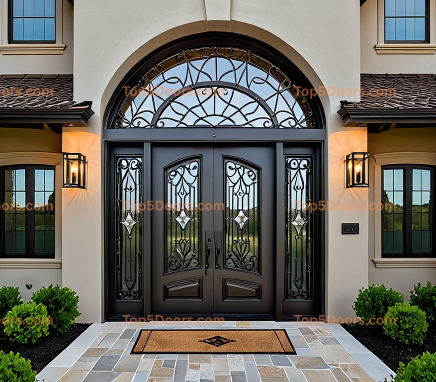 Louisiana wrought iron arched double minimalist Door