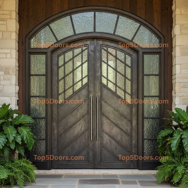 Louisiana wrought iron arched double contemporary Door