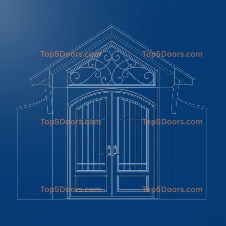Louisiana wrought iron arched double craftsman Door