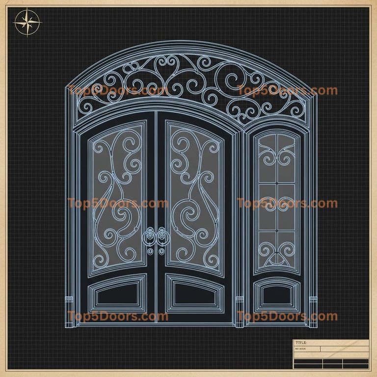 Louisiana wrought iron arched double mediterranean Door