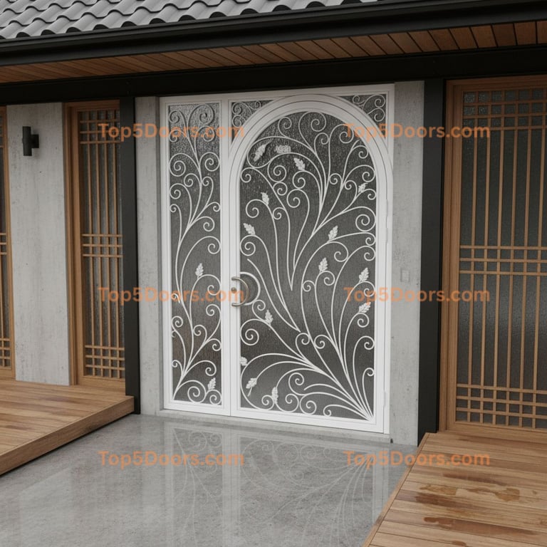 Louisiana wrought iron arched single korean modern Door