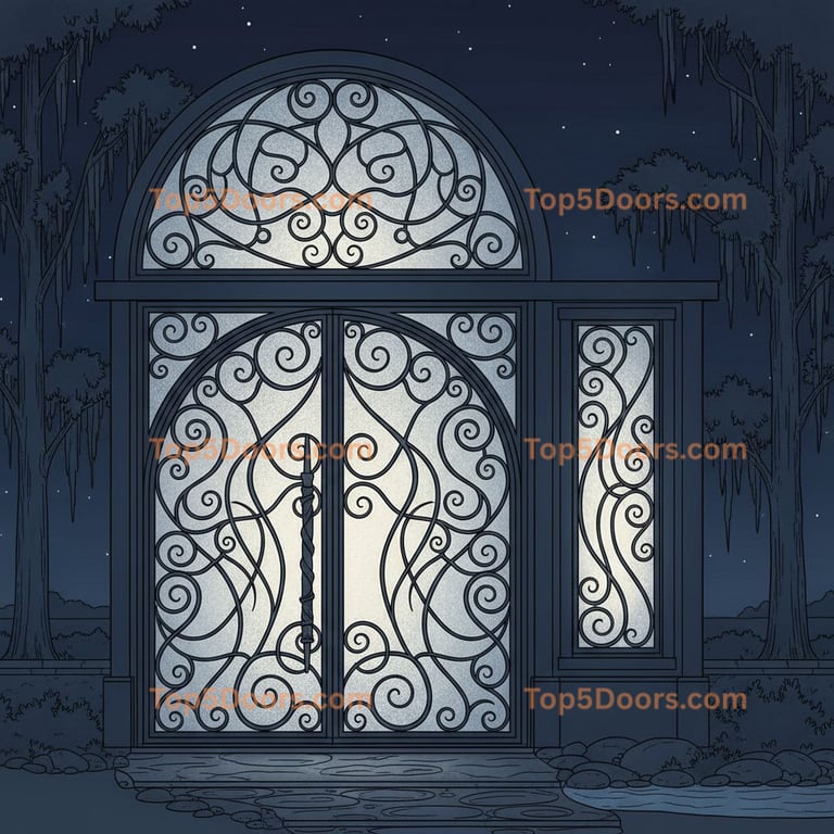 Louisiana wrought iron barn door japanese zen Door