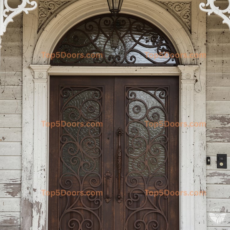 Louisiana wrought iron barn door victorian Door