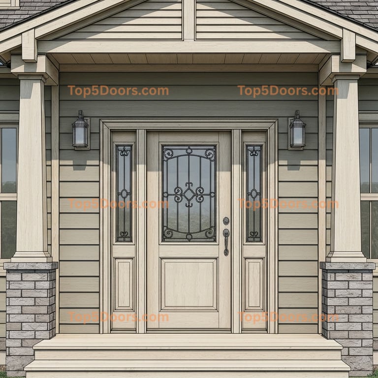 Louisiana wrought iron glass paneled craftsman Door