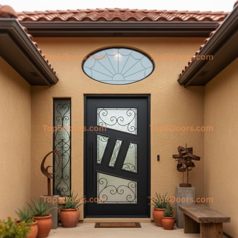 Louisiana wrought iron glass paneled spanish colonial D