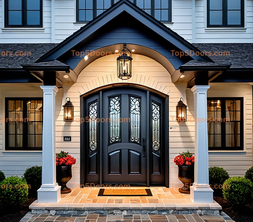 Louisiana wrought iron solid panel cape cod Door