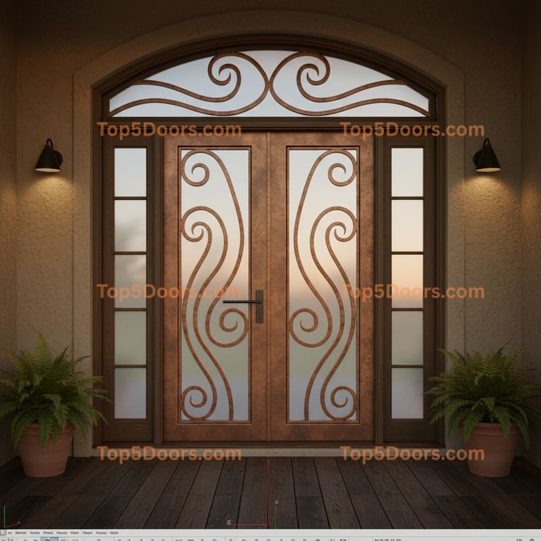 Louisiana wrought iron solid panel craftsman Door