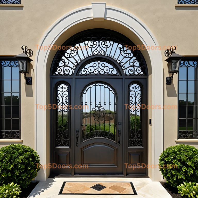 Louisiana wrought iron steel frame korean modern Door