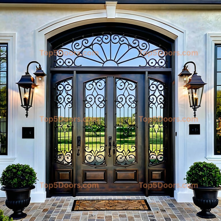 Louisiana wrought iron steel frame contemporary Door