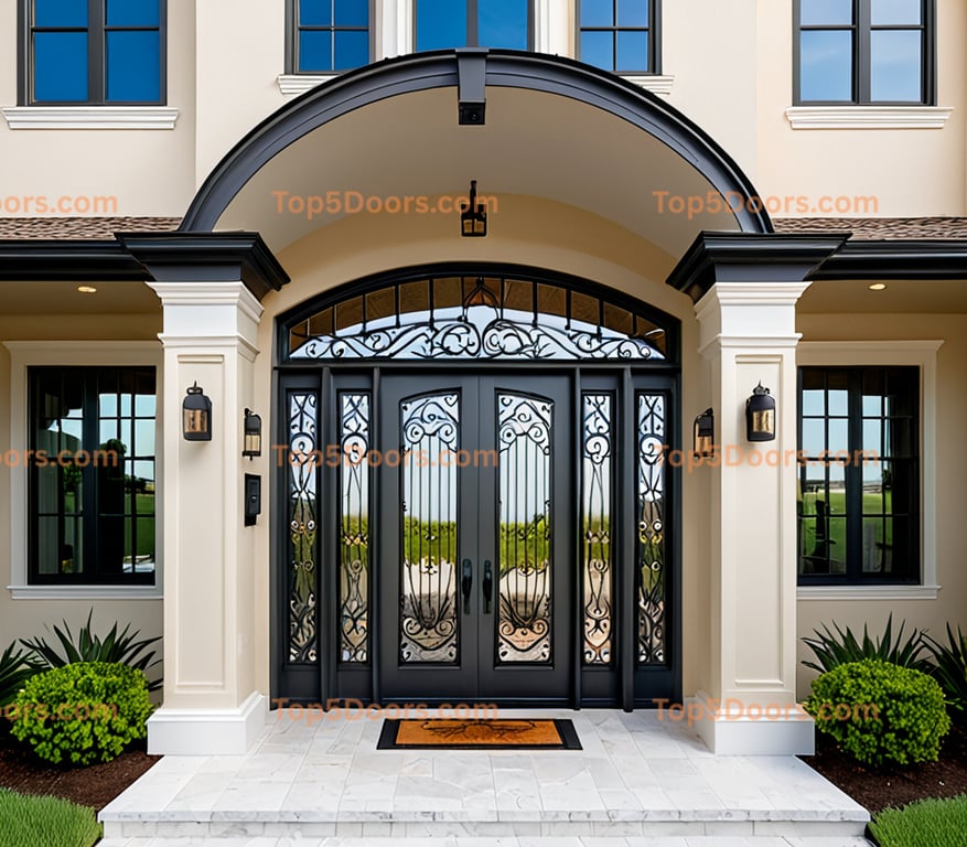 Louisiana wrought iron steel frame coastal Door