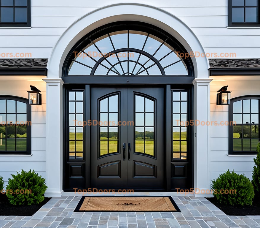 Maine wrought iron arched double contemporary Door