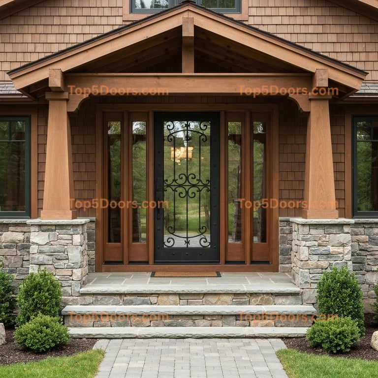 Maine wrought iron french door craftsman Door