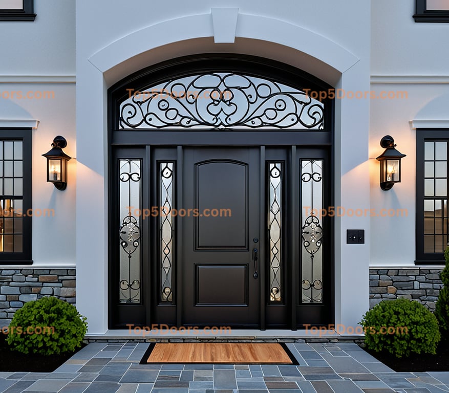 Maine wrought iron solid panel contemporary Door