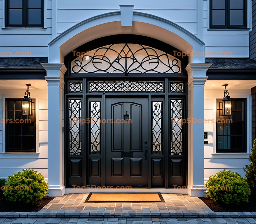 Maine wrought iron solid panel georgian Door