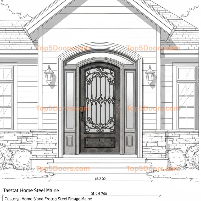 Maine wrought iron steel frame tuscan Door