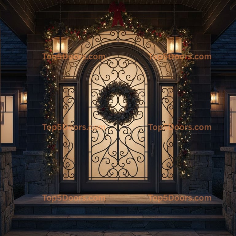 Maine wrought iron steel frame contemporary Door