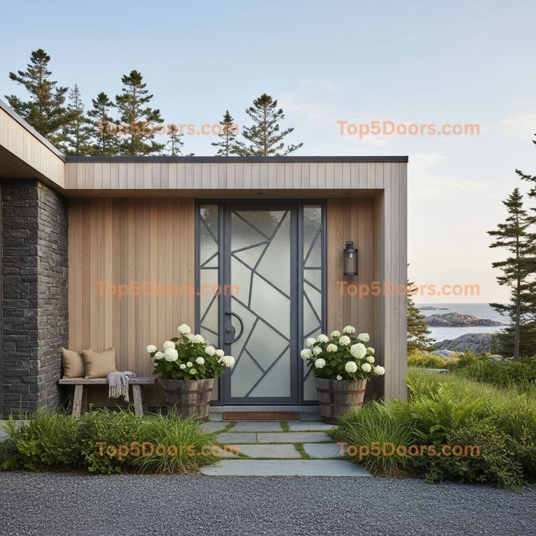 Maine wrought iron steel frame korean modern Door