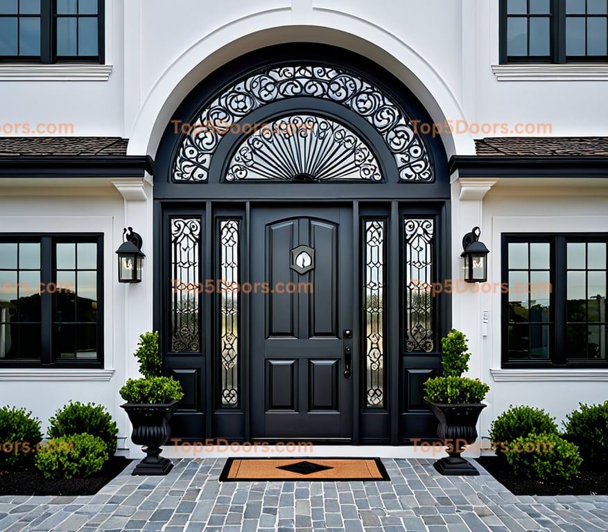 Maine wrought iron steel frame coastal Door