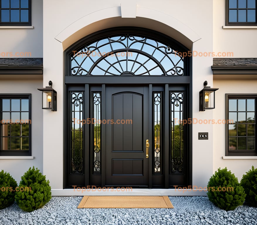 Maine wrought iron steel frame korean modern Door