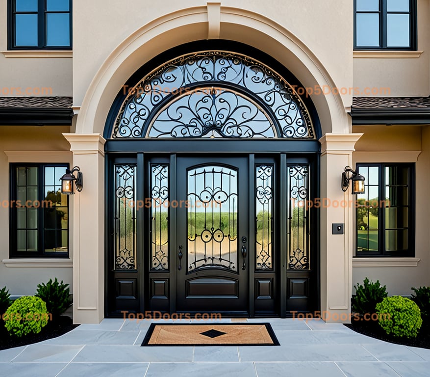 Maine wrought iron steel frame contemporary Door