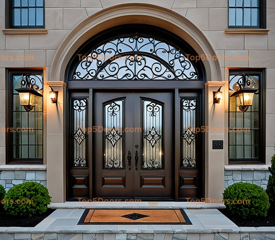 Maine wrought iron steel frame minimalist Door