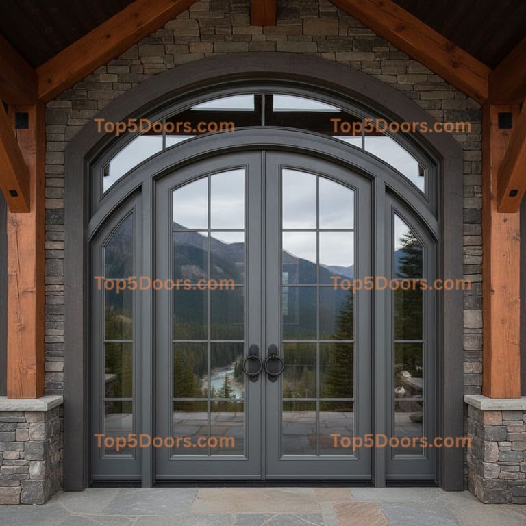 Maryland wrought iron arched double mountain lodge Door