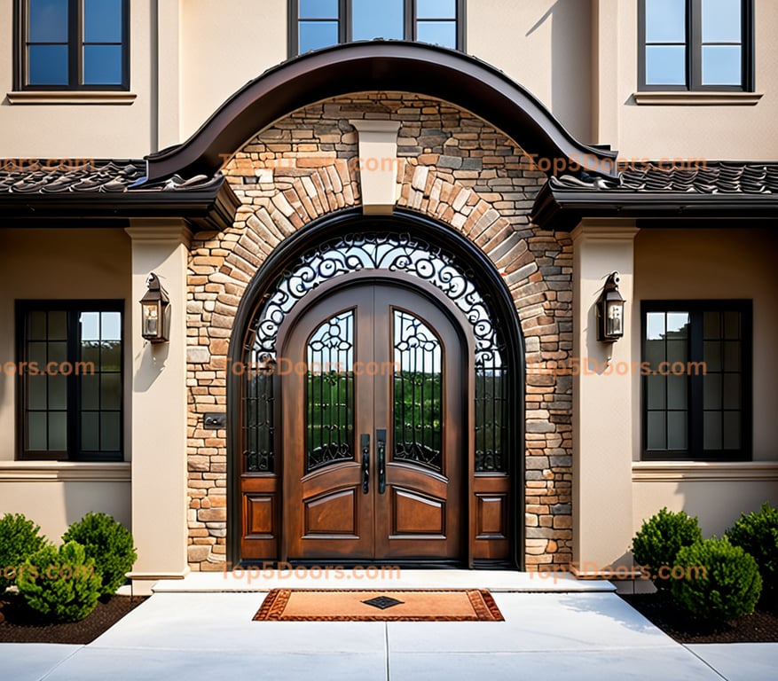 Maryland wrought iron arched single korean modern Door