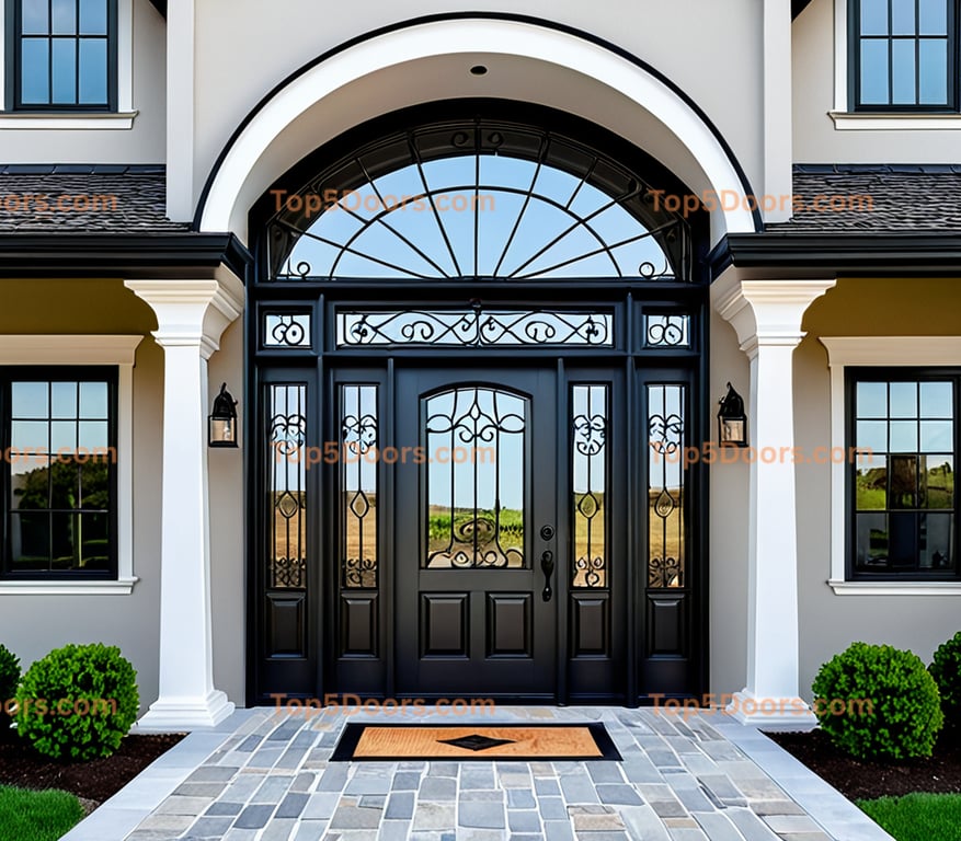 Massachusetts wrought iron arched single modern farmhou