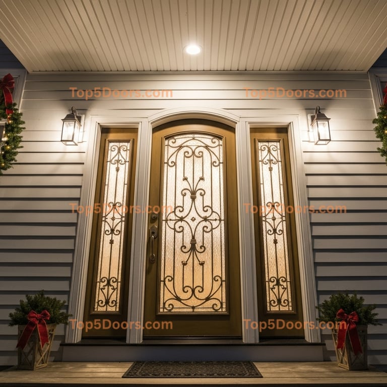 Massachusetts wrought iron arched single coastal Door