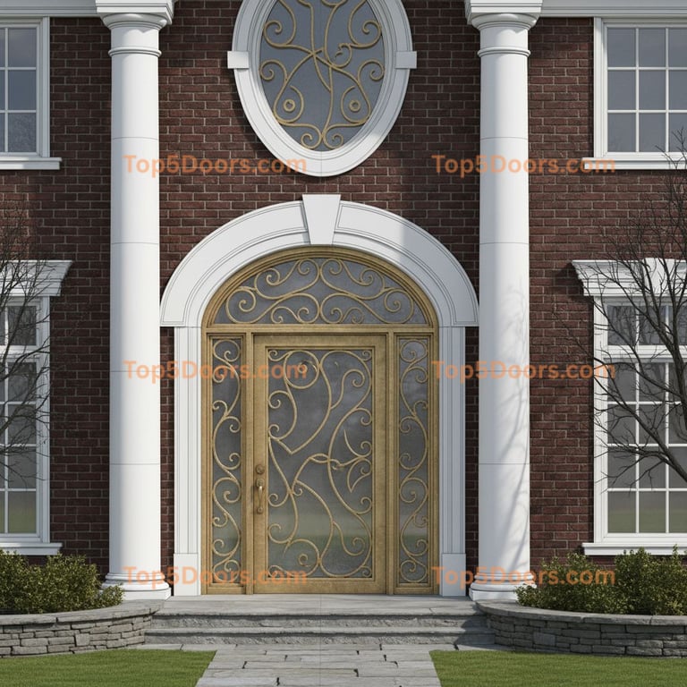 Massachusetts wrought iron arched single georgian Door