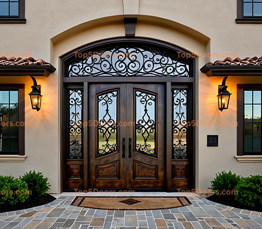 Massachusetts wrought iron barn door mediterranean Door