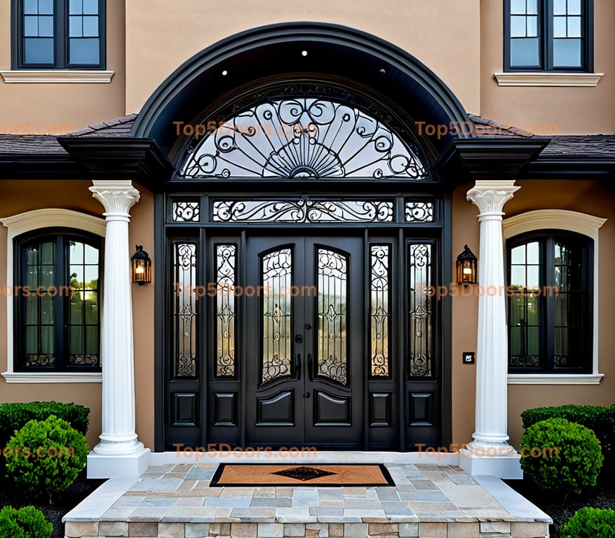 Massachusetts wrought iron glass paneled victorian Door