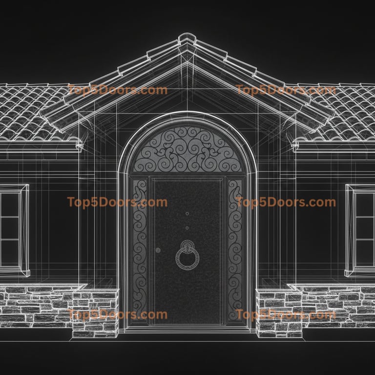 Massachusetts wrought iron single spanish colonial Door