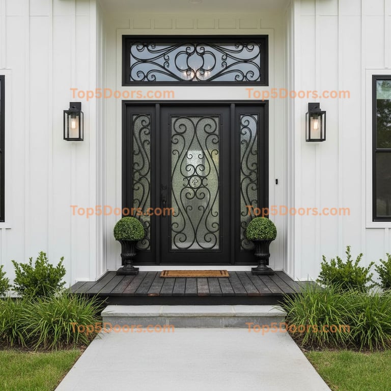 Mediterranean Ornate Entry Door with Custom Grillwork