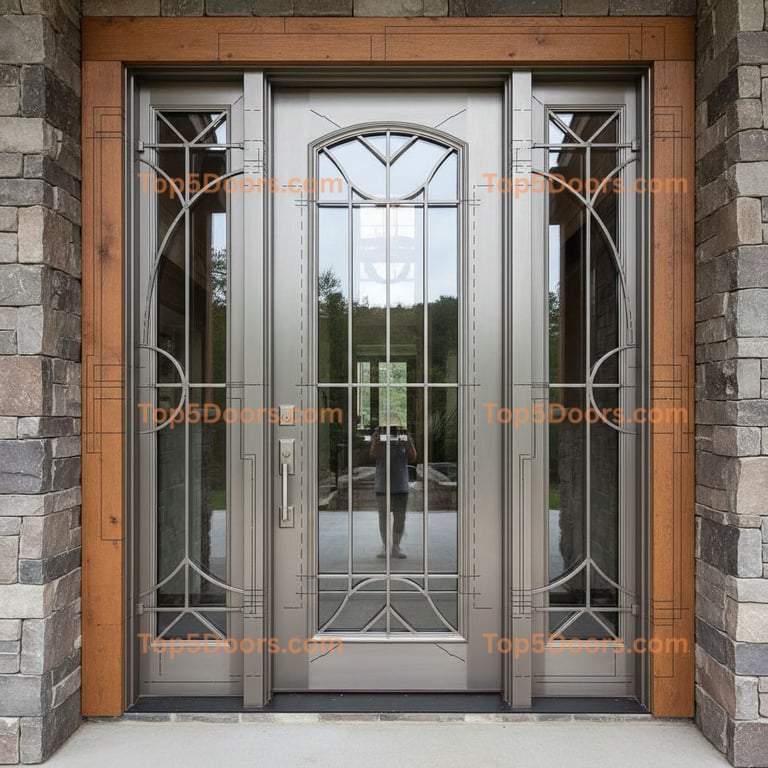 Michigan wrought iron arched single mountain lodge Door