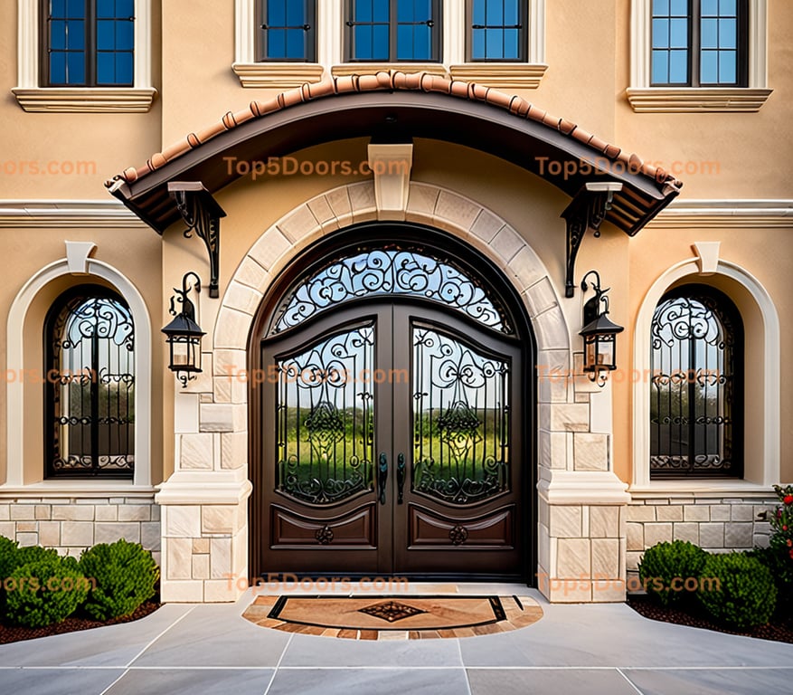 Michigan wrought iron double spanish colonial Door