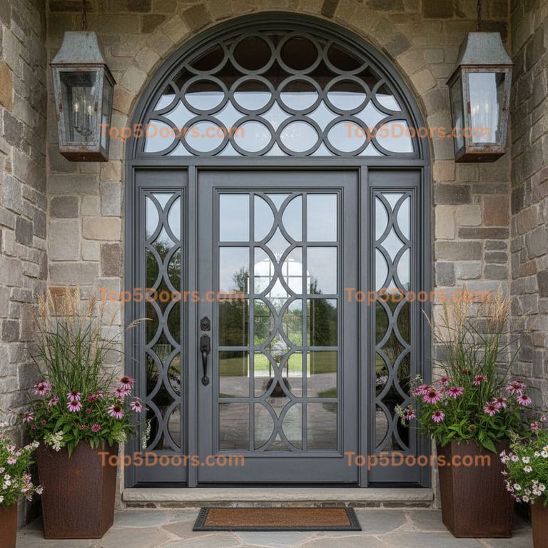 Michigan wrought iron glass paneled french country Door