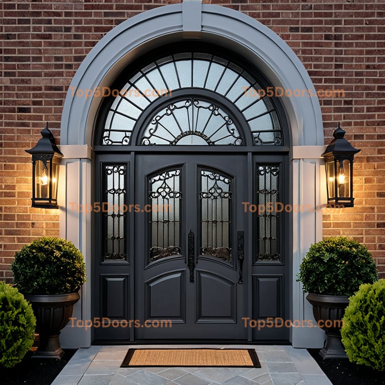 Michigan wrought iron glass paneled georgian Door