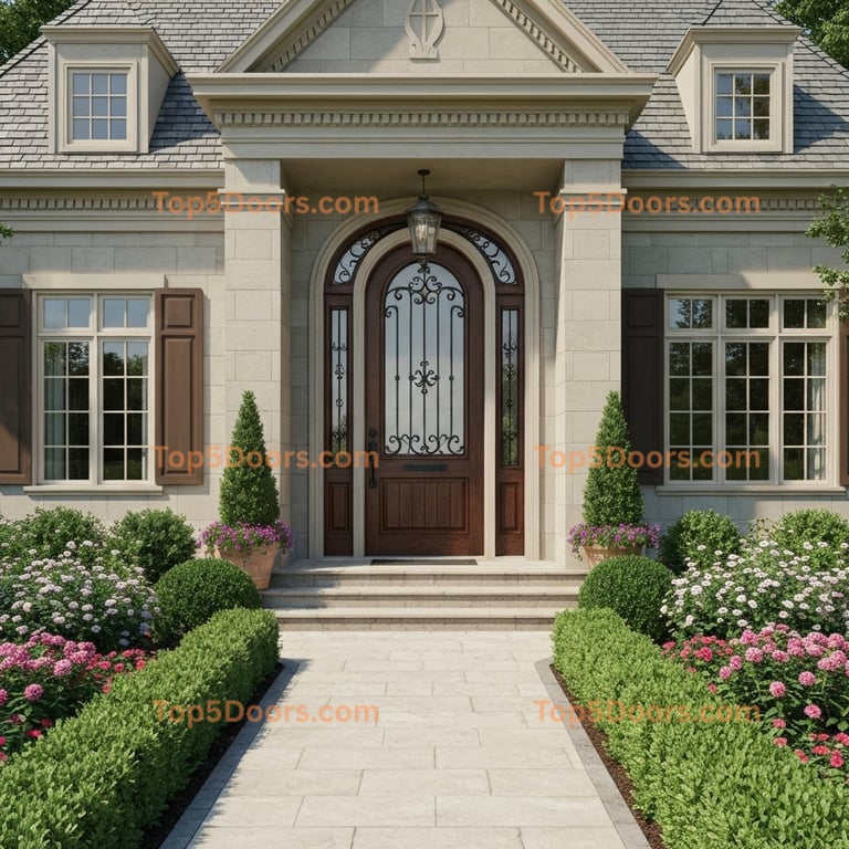 Michigan wrought iron solid panel french country Door