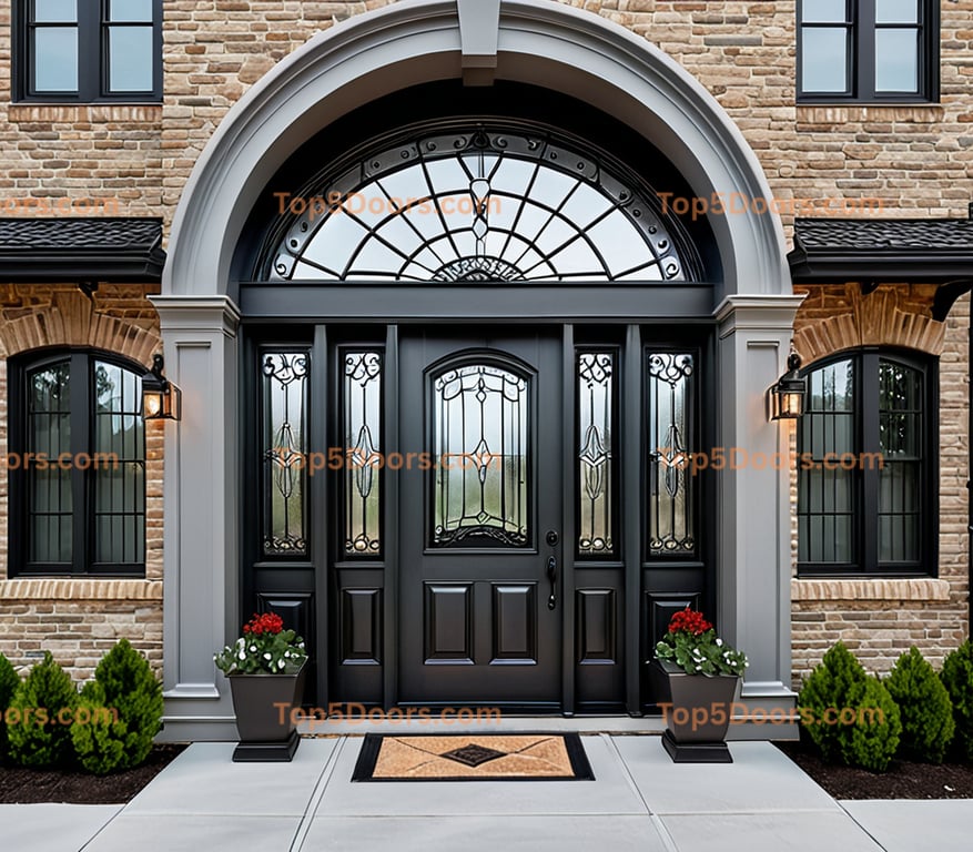 Michigan wrought iron solid panel victorian Door