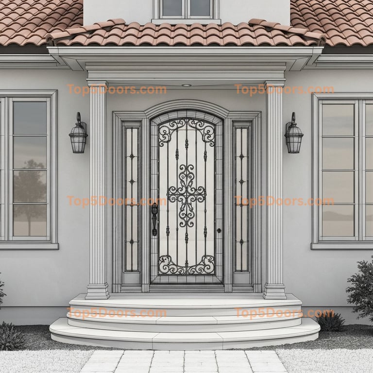 Michigan wrought iron steel frame spanish colonial Door