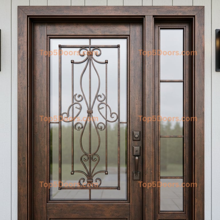 Michigan wrought iron steel frame mountain lodge Door