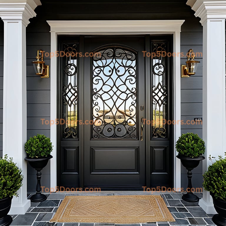 Minnesota wrought iron solid panel scandinavian Door