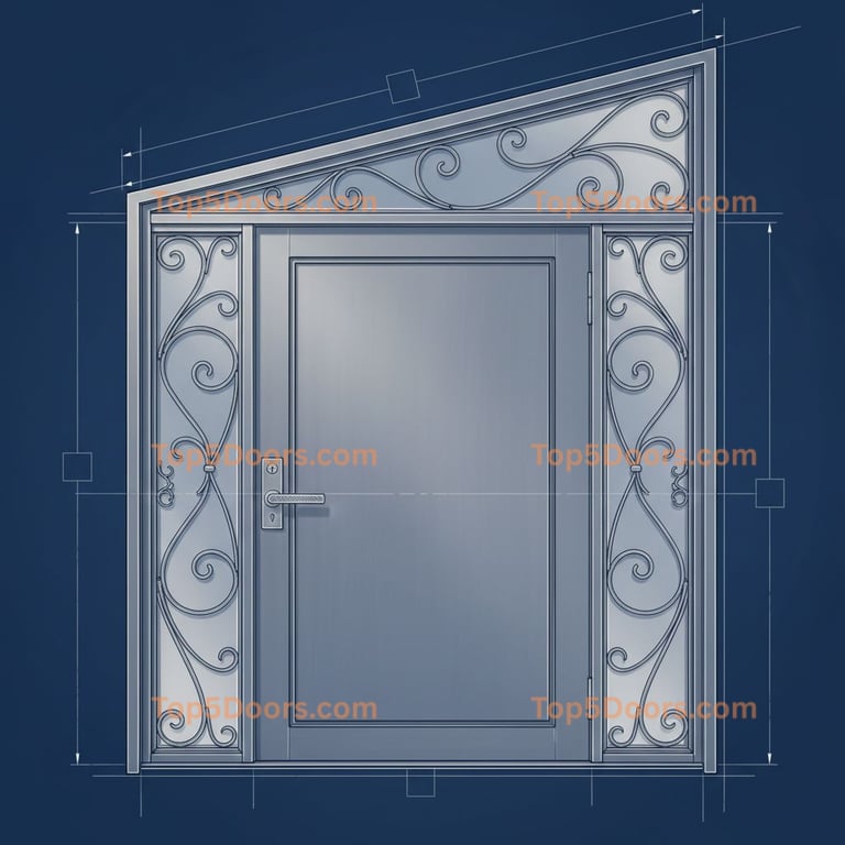 Minnesota wrought iron solid panel cape cod Door